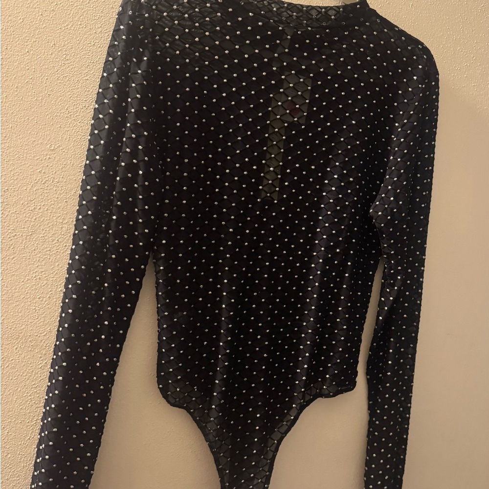 NEW Love Nation Black and White Polka Dot Bodysuit